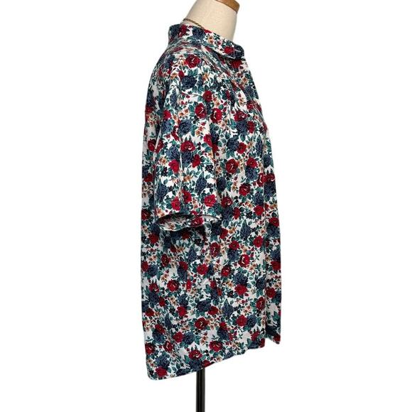 Vintage Woolrich 100% cotton floral rose button down shirt blouse size large L - Picture 4 of 7